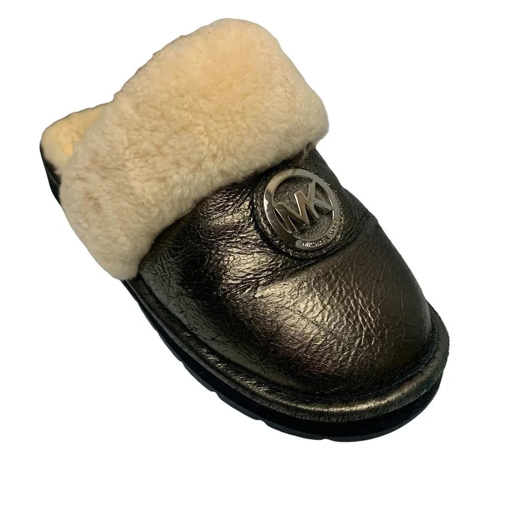 Michael Kors Metallic Leather Genuine‎ Shearling lined Slippers